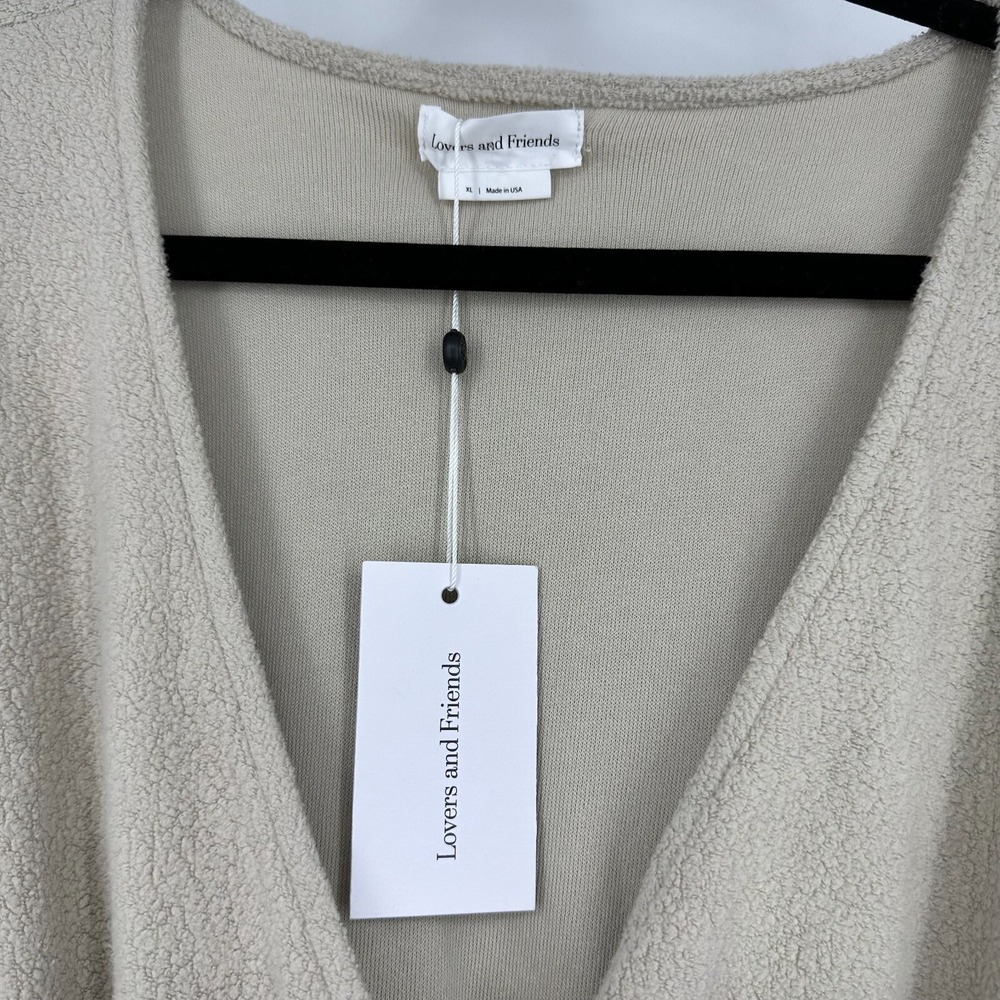 NWT Lovers & Friends Long Sleeve Drawstring Waist Sweater Mini Dress Tan XL - Picture 6 of 8